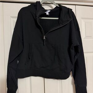 JoyLab Black Half-Zip Hoodie Sweatshirt